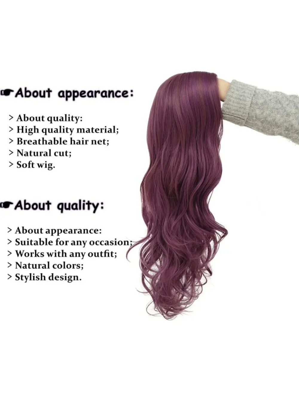 Women's Purple Long Curly Wig With Wavy Synthetic Cosplay Halloween Wig